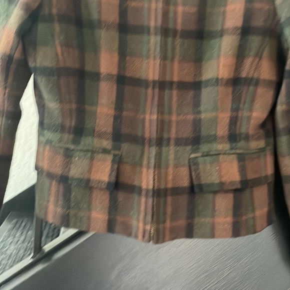 Vintage 90s Y2K plaid zip blazer peacoat - Picture 3 of 4
